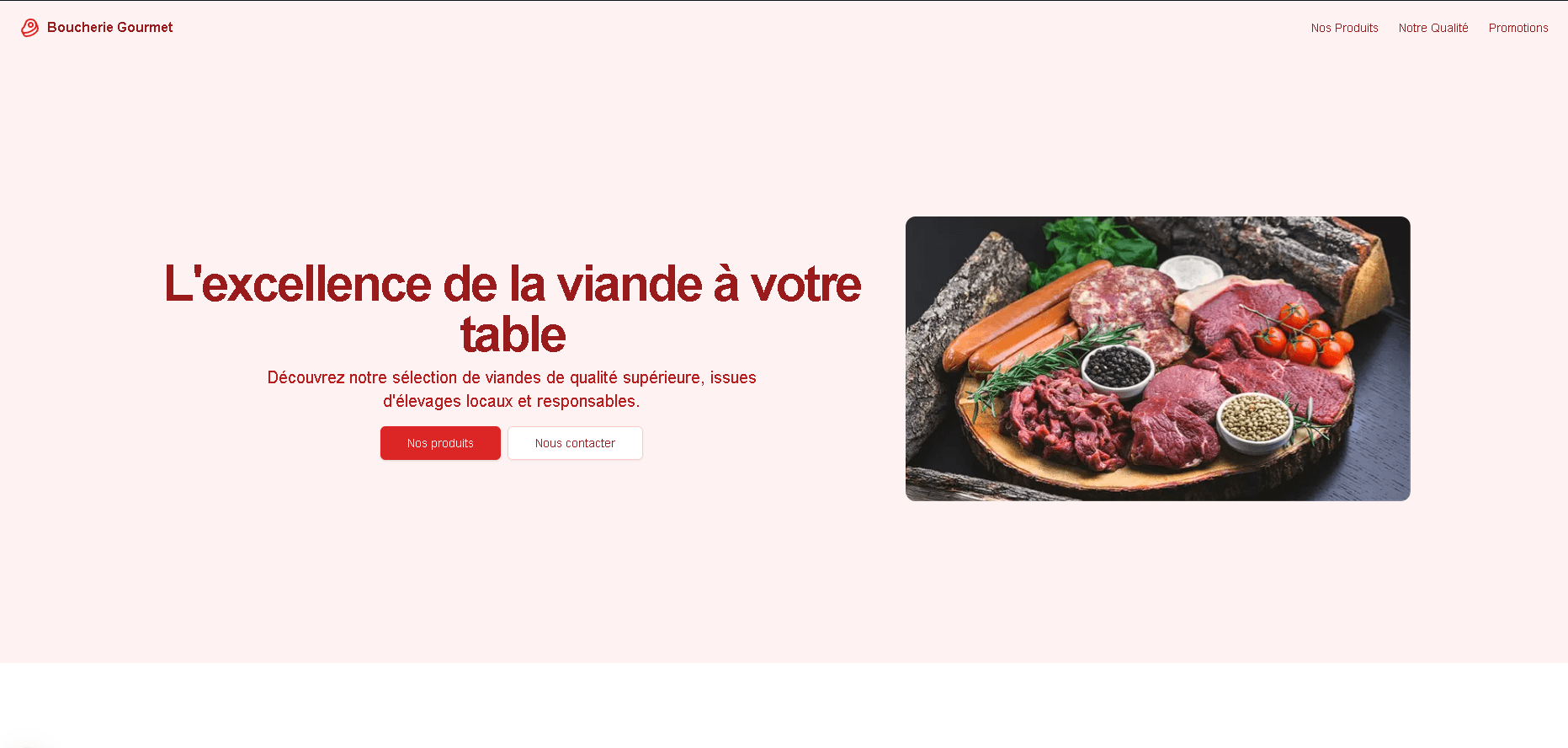 Exemple de site pour boucherie