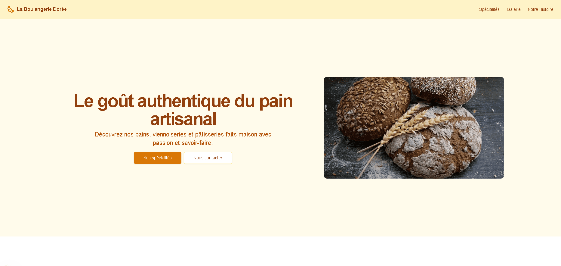 Exemple de site pour boulangerie