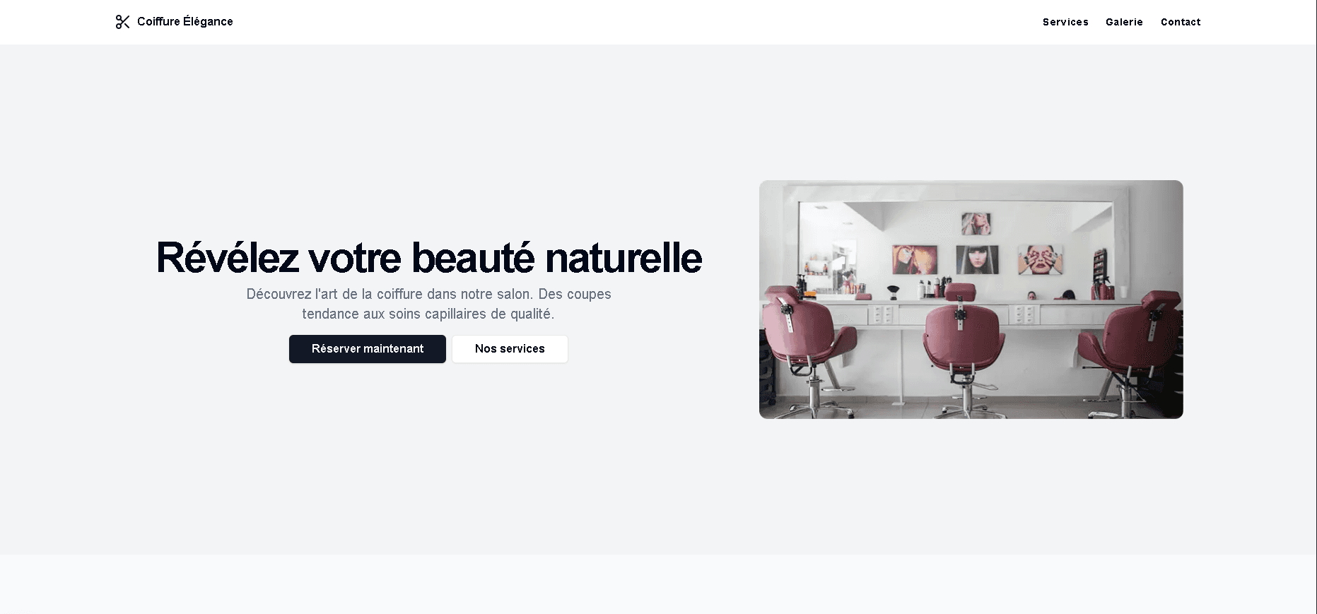 Exemple de site pour coiffeur